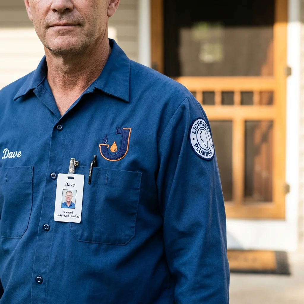 Licensed plumber showing ID badge in Marlinton, WV