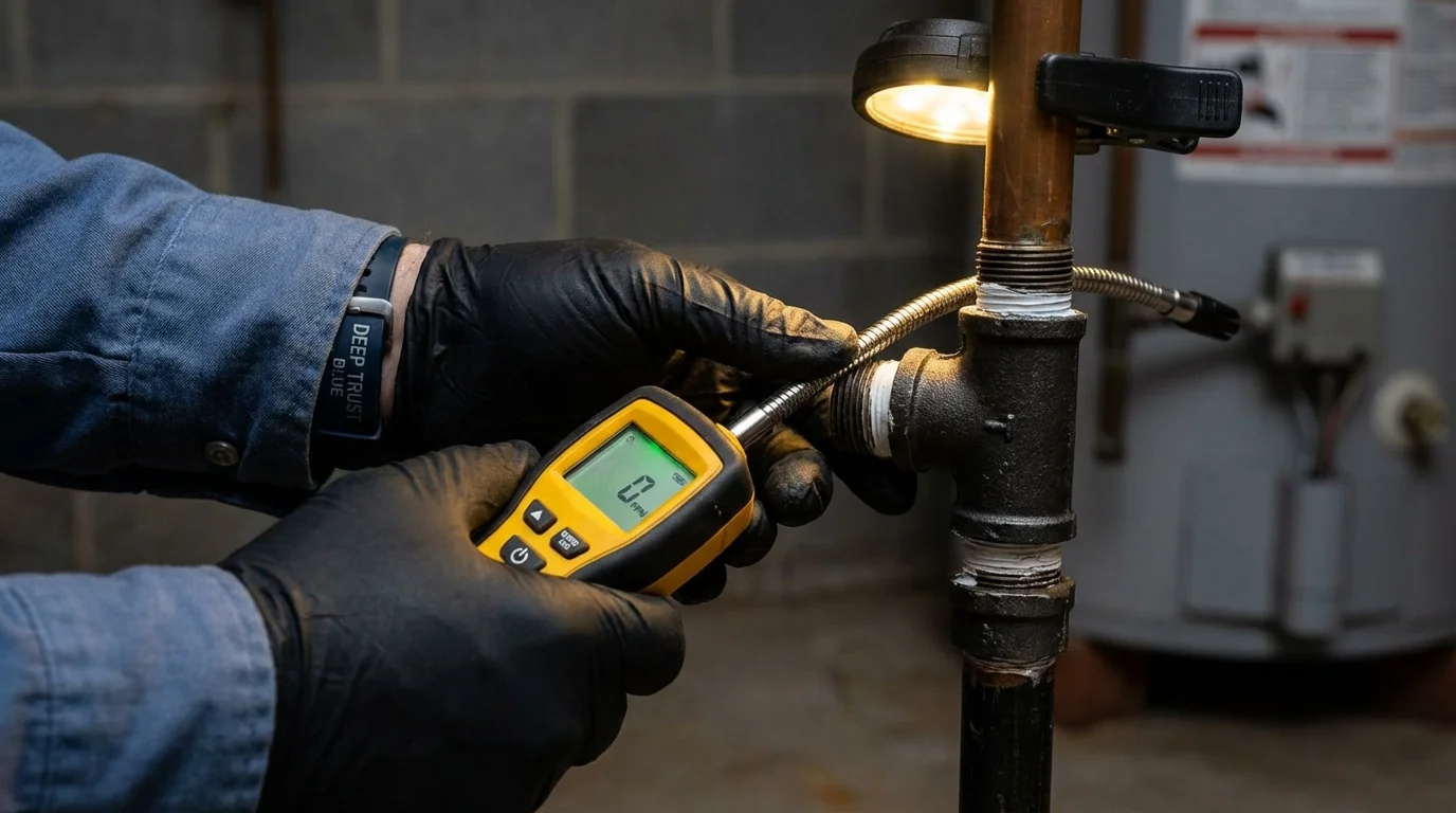 Gas leak detection with electronic sniffer by Johns Plumbing LLC in Marlinton