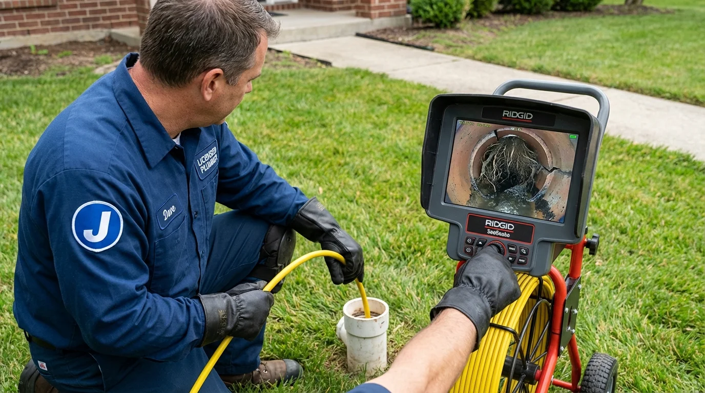 Sewer camera inspection being performed by Johns Plumbing LLC in Marlinton
