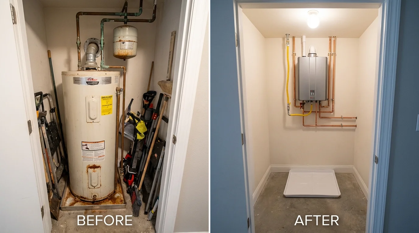 Tank water heater versus wall-mounted tankless unit comparison for Marlinton, WV homeowners